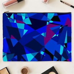 Blue Broken Glass Cosmetic Bag (xxxl)  by Valentinaart