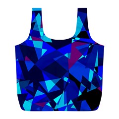 Blue Broken Glass Full Print Recycle Bags (l)  by Valentinaart