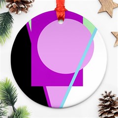 Purple Geometric Design Ornament (round)  by Valentinaart