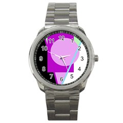 Purple Geometric Design Sport Metal Watch by Valentinaart