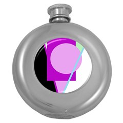 Purple Geometric Design Round Hip Flask (5 Oz) by Valentinaart