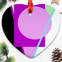 Purple Geometric Design Heart Ornament (2 Sides) by Valentinaart