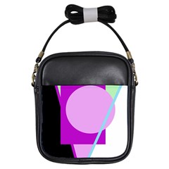 Purple Geometric Design Girls Sling Bags by Valentinaart