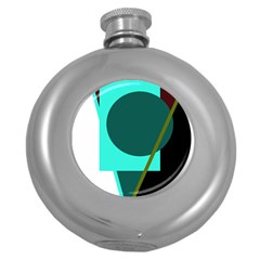 Geometric Abstract Design Round Hip Flask (5 Oz) by Valentinaart