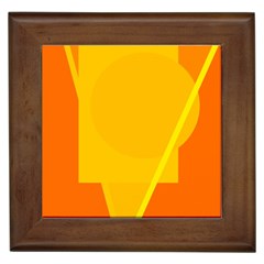 Orange Abstract Design Framed Tiles by Valentinaart