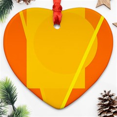 Orange Abstract Design Heart Ornament (2 Sides) by Valentinaart