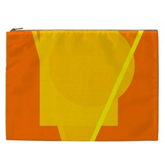 Orange Abstract Design Cosmetic Bag (xxl)  by Valentinaart