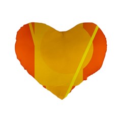 Orange Abstract Design Standard 16  Premium Heart Shape Cushions by Valentinaart