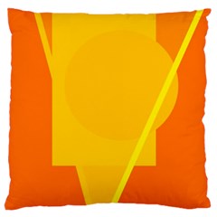 Orange Abstract Design Large Flano Cushion Case (one Side) by Valentinaart