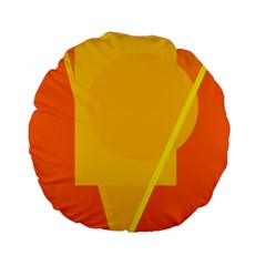 Orange Abstract Design Standard 15  Premium Flano Round Cushions by Valentinaart