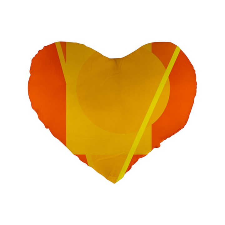 Orange abstract design Standard 16  Premium Flano Heart Shape Cushions