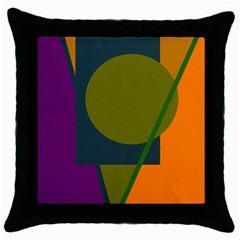 Geometric Abstraction Throw Pillow Case (black) by Valentinaart