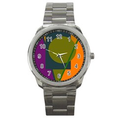 Geometric Abstraction Sport Metal Watch by Valentinaart