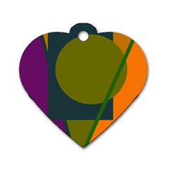 Geometric Abstraction Dog Tag Heart (one Side) by Valentinaart