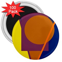 Geometric abstract desing 3  Magnets (100 pack)