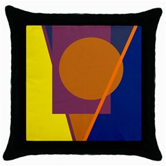 Geometric Abstract Desing Throw Pillow Case (black) by Valentinaart