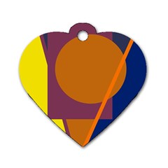 Geometric Abstract Desing Dog Tag Heart (one Side) by Valentinaart