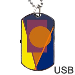 Geometric Abstract Desing Dog Tag Usb Flash (one Side) by Valentinaart