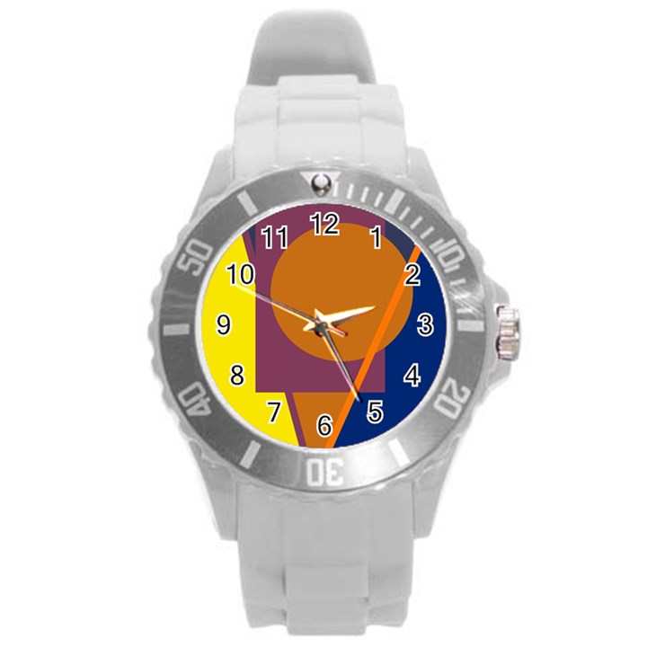 Geometric abstract desing Round Plastic Sport Watch (L)