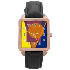 Geometric abstract desing Rose Gold Leather Watch 