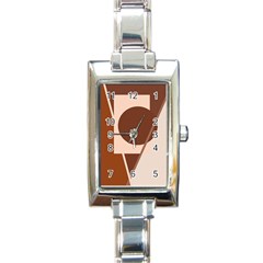 Brown Geometric Design Rectangle Italian Charm Watch by Valentinaart