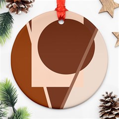 Brown Geometric Design Ornament (round)  by Valentinaart