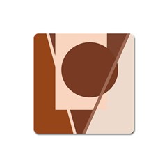 Brown Geometric Design Square Magnet by Valentinaart