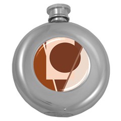 Brown Geometric Design Round Hip Flask (5 Oz) by Valentinaart