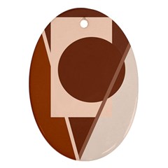 Brown Geometric Design Oval Ornament (two Sides)