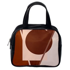 Brown Geometric Design Classic Handbags (one Side) by Valentinaart