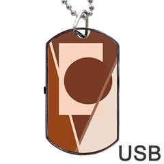 Brown Geometric Design Dog Tag Usb Flash (one Side) by Valentinaart