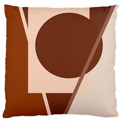 Brown Geometric Design Large Cushion Case (one Side) by Valentinaart