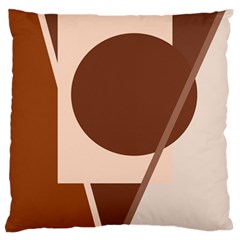 Brown Geometric Design Large Flano Cushion Case (two Sides) by Valentinaart