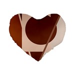 Brown geometric design Standard 16  Premium Flano Heart Shape Cushions Front