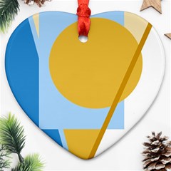 Blue And Yellow Abstract Design Ornament (heart)  by Valentinaart