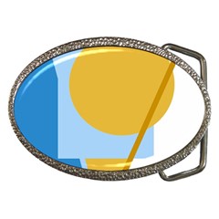 Blue And Yellow Abstract Design Belt Buckles by Valentinaart