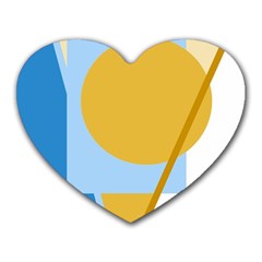 Blue And Yellow Abstract Design Heart Mousepads by Valentinaart