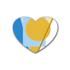 Blue And Yellow Abstract Design Rubber Coaster (heart)  by Valentinaart