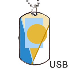 Blue And Yellow Abstract Design Dog Tag Usb Flash (one Side) by Valentinaart