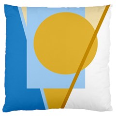 Blue And Yellow Abstract Design Large Cushion Case (two Sides) by Valentinaart