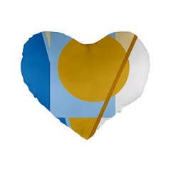 Blue And Yellow Abstract Design Standard 16  Premium Flano Heart Shape Cushions