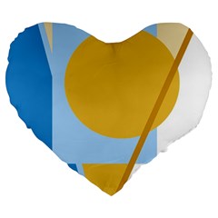 Blue And Yellow Abstract Design Large 19  Premium Flano Heart Shape Cushions by Valentinaart