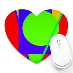 Colorful Geometric Design Heart Mousepads by Valentinaart