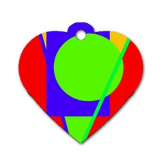 Colorful Geometric Design Dog Tag Heart (two Sides) by Valentinaart