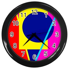 Colorful geometric design Wall Clocks (Black)