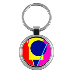 Colorful geometric design Key Chains (Round) 