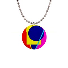 Colorful geometric design Button Necklaces