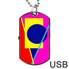 Colorful geometric design Dog Tag USB Flash (One Side)