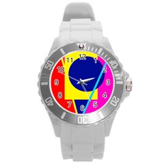 Colorful geometric design Round Plastic Sport Watch (L)