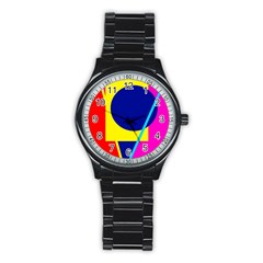 Colorful geometric design Stainless Steel Round Watch